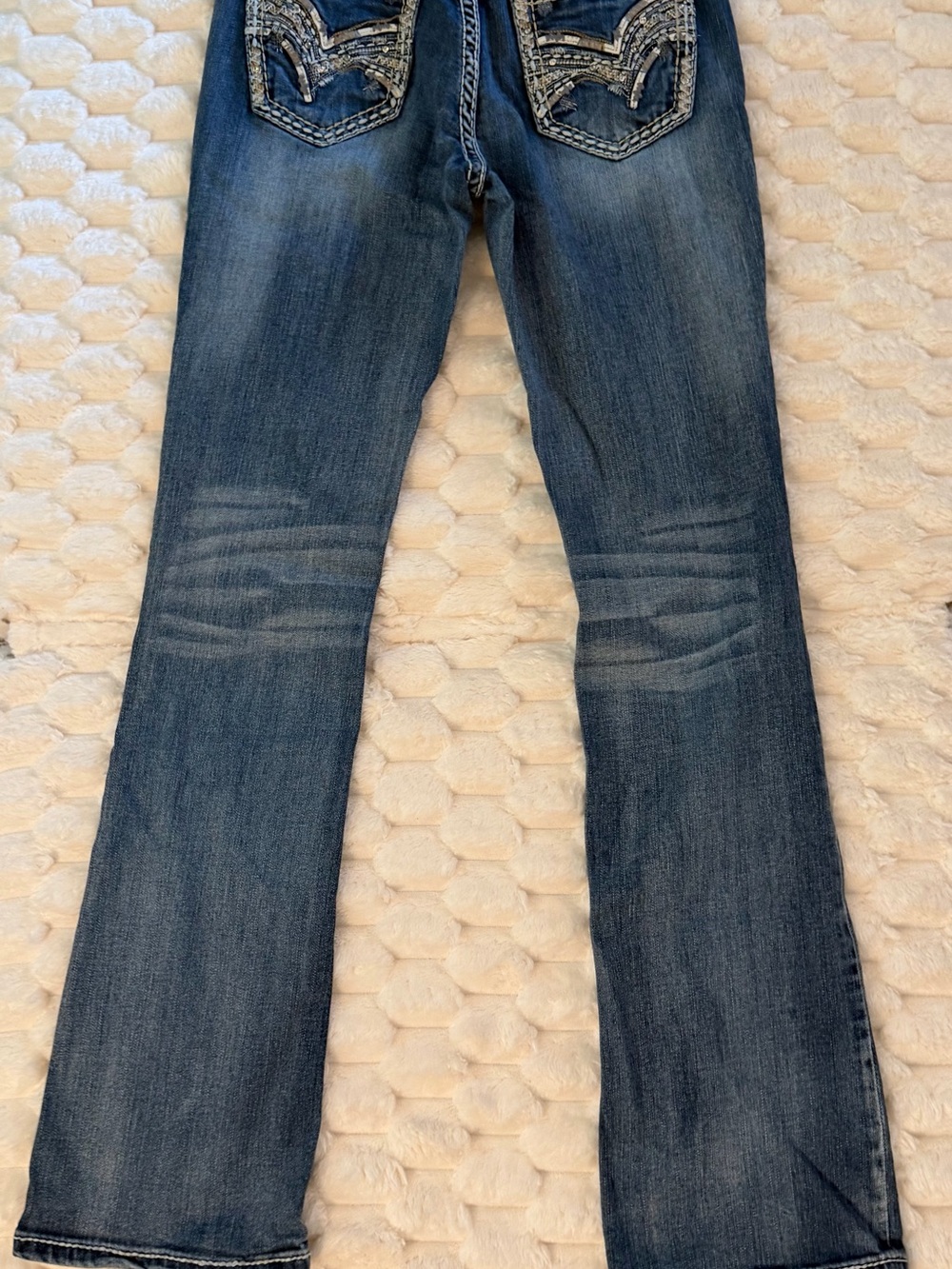 Grace in LA Women's Dark Blue Bootcut Jeans with Embellished Back